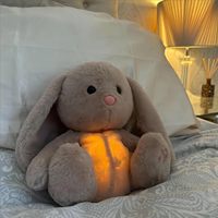 Peluche Lapin Super Douce pour Bébé avec Musique, Lumières, Mouvements Respiratoires, Anti-Stress, Broderie, Apaisante et Câlinable, Portable, Cadeau d'Anniversaire