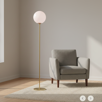 Lampe sur pied chic en fer avec globe en verre givré rose, LED, base E27, design nordique moderne, lumière blanc chaud pour salon
