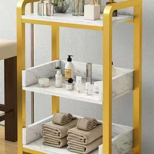 Chariot de rangement en métal au design moderne pour équipement de salon de coiffure et de beauté - Or et Argent par Makeup Saloon - Product Image 3