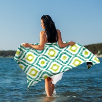 Serviette de plage gaufrée en microfibre recyclée écologique à séchage rapide, motif fantaisie, impression de logo personnalisée en usine, toutes saisons