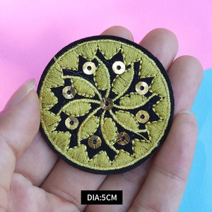 Wholesale Circular Floral Embroidery Gold Thread Parches Bordados Etnico Custom High Quality <strong>Patches</strong> for Clothing - Product Image 5