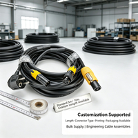 Câble hybride d'alimentation DMX Maojia avec connecteur XLR 3 broches à verrouillage et prise européenne, indice IP67, pour éclairage de scène, longueur personnalisée