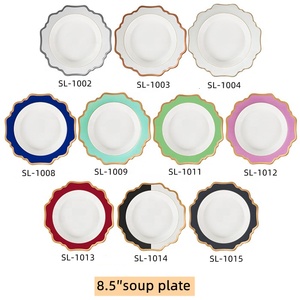 Juego de Platos de Cerámica con Borde Dorado, Ecológico y Romántico, con Diseño de Girasol Rosa para Bodas, Cumpleaños o Uso <span class=keywords><strong>en</strong></span> Hoteles - Product Image 5