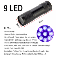 Lampe de pêche à UV pour la pêche, outil de fixation de la mouche, époxy, 9/21 led