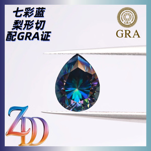 Moissanite Pear Cut Rainbow Blue Loose Diamonds Synthetic Lab Created For Jewelry Making GRA Certified - Product Image 4
