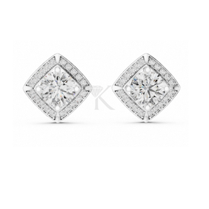 Boucles d'oreilles Halo en diamant naturel brillant pour femme, avec fermoirs à vis sécurisés, plaqué argent, bijoux fins minimalistes de luxe - Product Image 3