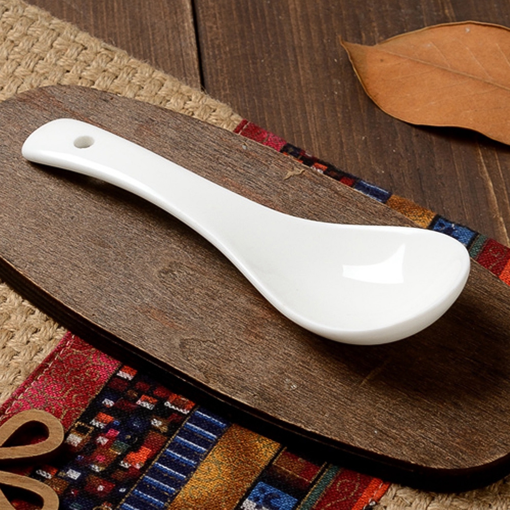 Louche à Soupe En Céramique Blanche - Long Manche (22.7 Cm), Pour Porridge, Sauces, Restaurant Ou Maison