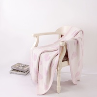 Plaid tricoté 100 % polyester personnalisé, chaud, doux, respirant, motif cœur rose, 736 g, 40*60'', pour la maison