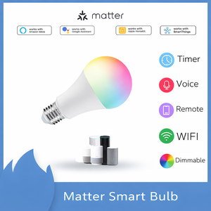 Bohlam Lampu Pintar Matter Smart Home RGB Putih Dapat Diredupkan Bekerja dengan Alexa/Google Home Fungsi Timer E27 LED Wifi Smart Rgb Bulb - Product Image 2