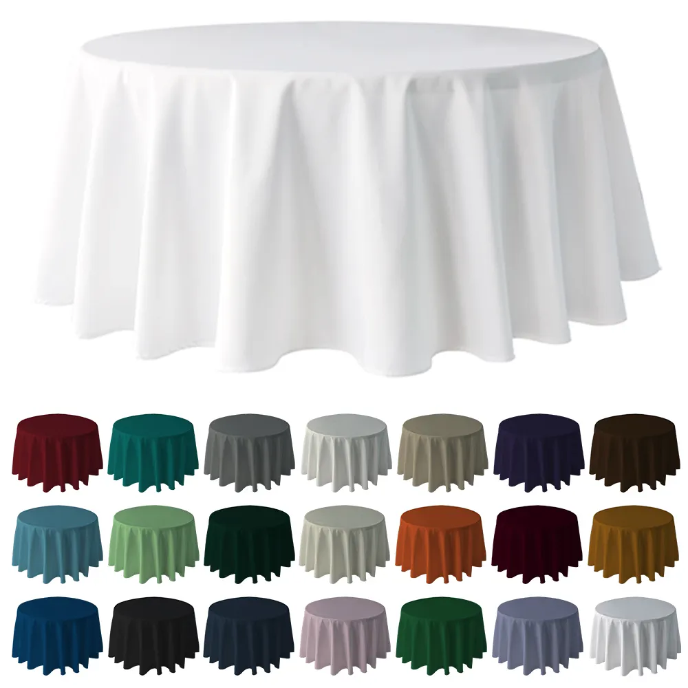 Toalha de mesa para eventos, toalha redonda branca personalizada de poliéster de 120 polegadas para casamentos