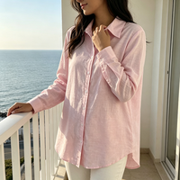 Großhandel Maßgeschneiderte Damenbluse Langärmeliges Freizeit-Oberteil Retro Baumwoll-Strickjacke Einfarbiges Muster für Tägliches Tragen