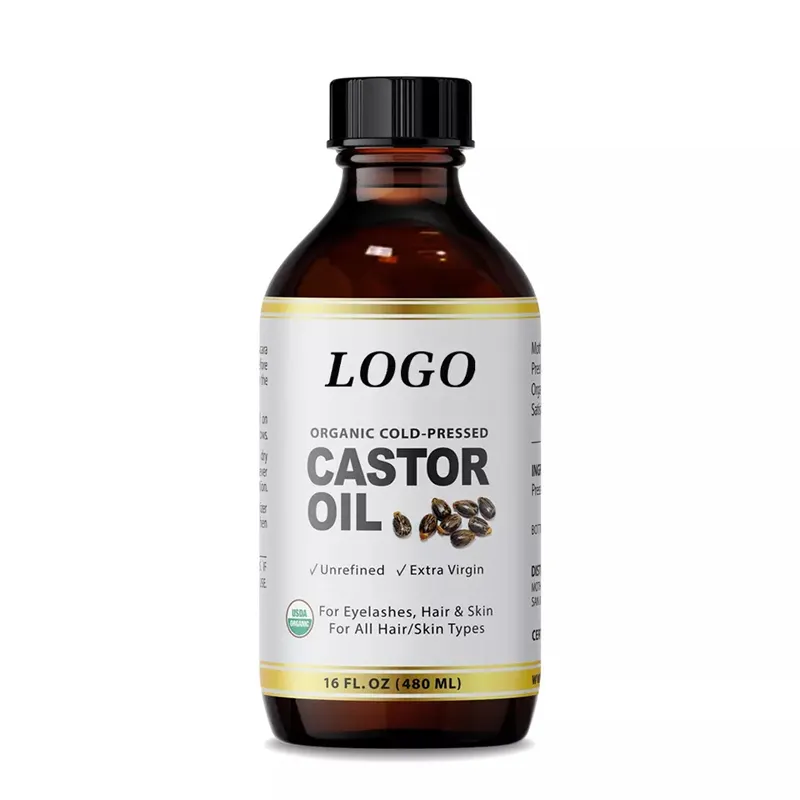 Custom Personal label Organic Jamaican Black Castor Oil Moisturizing Hydrogenated Black Castor Oil For Eyelash Hair Growth