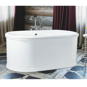Baignoire moderne autoportante en fonte de 60/66/72 pouces avec jupe en acier de forme ovale antique pour salle de bain - Product Image 1