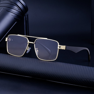 Gafas de Sol Cuadradas Personalizadas para Hombre, Doradas y Negras, Lentes de PC con Protección UV400, Estilo Instagram, para Conducir al Aire Libre, Modernas, con Doble Puente - Product Image 3