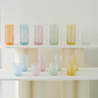 Ensemble de carafes et de tasses en verre givré côtelé avec diffuseur d'arômes, couleur personnalisée, pour la décoration de la maison, de l'hôtel, ou comme cadeau