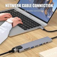 Hub USB C 8 en 1 Type C 3.1 vers adaptateur 4K avec lecteur de carte RJ45 SD/TF, charge rapide PD pour MacBook, ordinateur portable