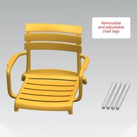 Fauteuil empilable en PP avec dossier à lattes et accoudoirs, chaise de salle à manger moderne pour l'intérieur et l'extérieur, chaise de loisirs pour salon, patio, café