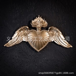 Gothic Metal Heart Wings <b>Wall</b> Hanging <b>Decor</b> Golden Color Home <b>Decor</b> Valentine'S Day Irregular Shape Single-piece Package - Product Image 3