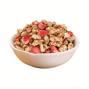 375g Hojuelas de Avena Altas en Fibra con Fresas y Almendras, Granola con Bayas Liofilizadas, Bajo en Carbohidratos, Sin Azúcar, Cereal Crujiente para Desayuno para Adultos - Product Image 1