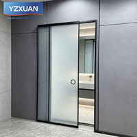 Porte coulissante en verre aluminium, simple couche, verre trempé 8 mm, étanche à l'eau et à l'humidité, porte de séparation intérieure pour cuisine