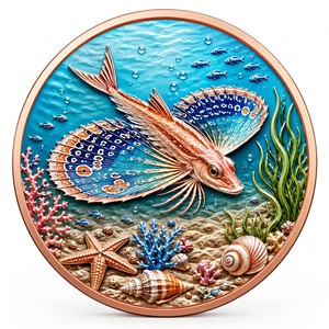 Moneta in Rame Puro 999 da 1 oz, <span class=keywords><strong>Serie</strong></span> Mondo Oceanico ad Alto Rilievo con Colore UV, Edizione da Collezione Colorata 3D UV - Product Image 2