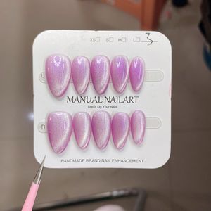 Bán buôn cao cấp gói qua biên giới handmade Wearable Nail Cat Eye ngón tay Báo Chí trên móng tay handmade móng tay giả - Product Image 4