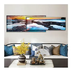 Factory Directly Home Decor Item Metal Frame Seascape Painting Acrylic Wall Art Frameless Painting Prints Canvas Art for Home