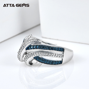 Real personalizado de boda de diamante anillo azul chapado en oro anillo de los hombres de la joyería de la plata esterlina <span class=keywords><strong>925</strong></span> - Product Image 6