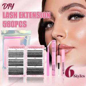 Kit de Extensiones de Pestañas DIY, 144 Pares, Curvatura D, Pestañas Planas con Herramientas Reutilizables para Uso General - Product Image 3