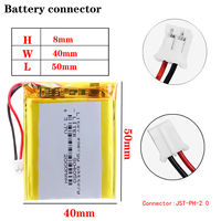 Batterie Li-polymère rechargeable 3,7 V 804050 2000 mAh pour haut-parleur de jouet, lumière LED, appareil photo avec connecteur 2 broches PH 2,0 mm