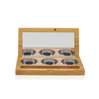 Palette de fards à paupières compacte bio naturelle personnalisée 2026 et étui à maquillage en bambou avec miroir et pinceau