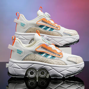 Sopat Kids Skateboarding <b>Shoes</b> Print Round Toe Mesh Lining <b>Cushioned</b> Two Wheels Size 30-43 BZX11 - Product Image 4