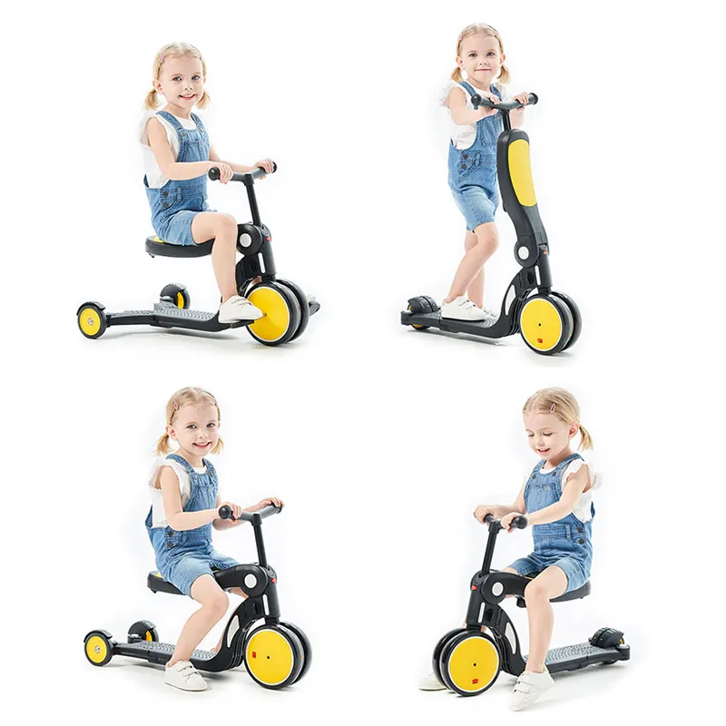 DGN5-1 5 In 1 Multifunctional Ride On Toys Adjustable Height Baby Scooter Kid Children Scooter 3 Wheel Baby Kick Scooter