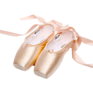 Baifa Flesh Pink Satin Pointe Shoes With <b>Ribbon</b> Flat Ballet Slippers For Women Dance Training High Quality Satin Low MOQ OEM ODM - Product Image 1