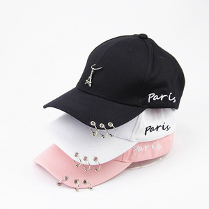 Casquette de baseball en coton unisexe avec anneaux, motif Tour Eiffel de Paris, pour hommes et femmes, protection solaire d'été - Product Image 1