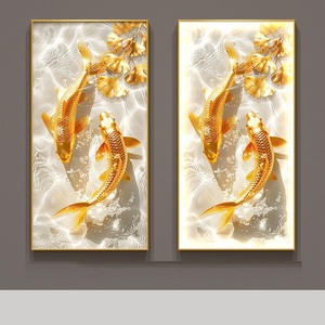 Personalizzato moderno <span class=keywords><strong>di</strong></span> lusso LED Koi pesce animale arte della parete astratta natura morta <span class=keywords><strong>di</strong></span> cristallo <span class=keywords><strong>di</strong></span> porcellana pittura per soggiorno decorazione della casa - Product Image 6