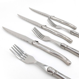 Ensemble de 6 couteaux à steak en acier inoxydable <span class=keywords><strong>Laguiole</strong></span> cuillère à café Fourchettes à dîner Couteaux de cuisine <span class=keywords><strong>Couteau</strong></span> de table dentelé 4.5 pouces - Product Image 4