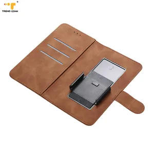 2024 Classic Vegan PU Genius Folding 4 Slots Card Holder Phone Stand For iPhone 13 Pro Max Wallet Case Leather