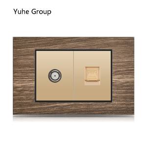 Prise murale en aluminium brossé série 118 pour TV, LAN, satellite, ordinateur, prise avancée avec interrupteur, prise murale électrique peer-to-peer - Product Image 4