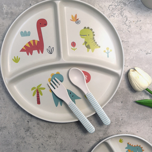 Plato <span class=keywords><strong>de</strong></span> Alimentación Independiente Irrompible para Niños Pequeños, Juego <span class=keywords><strong>de</strong></span> Platos para Bebés, Platos Divididos, Tazones, Vasos, Cubiertos, Compartimentos, Plato para Refrigerios - Product Image 4