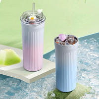 Mug de voyage personnalisé de 500 ml à double paroi isolé sous vide en acier inoxydable écologique avec motif floral