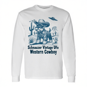 T-shirt à manches longues Schnauzer Vintage Ufo Western Cowboy - Product Image 2