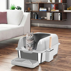 Große <span class=keywords><strong>Jumbo</strong></span> Edelstahl umwelt freundliche Katzen toilette 20L Kapazität mit hohen Seiten Easy Clean Deckel Anti-Leckage für große Katzen - Product Image 1