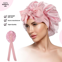 Nouveau bonnet de nuit en soie pour femme, en crêpe satinée de fibroïne de soie de mûrier simple, avec bord large et élasticité réglable