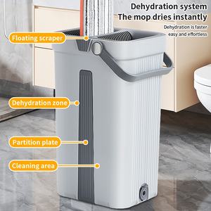 Set Mop Piatto con Secchio per Pulizia Pavimenti Senza Lavaggio a Mano, Rotazione a 360°, Mop Piatto e Secchio per Pulizia Pavimenti - Product Image 3