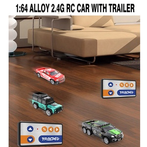 KK nouveau 2.4G Mini lumière Led moulé sous pression corps Miniature en alliage de Zinc 1 64 radiocommande Mini RC <span class=keywords><strong>camion</strong></span> avec <span class=keywords><strong>remorque</strong></span> cadeau d'anniversaire pour enfant - Product Image 6