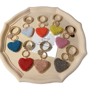 Hot Sale Crystal Wallet Keychain Car Key Chains Full Rhinestone Heart Keychains Accessaries for Women Jewelry