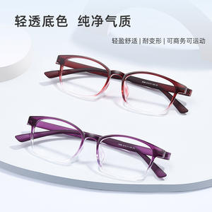 Montura de gafas para mujer Tr90, montura rectangular completa, gafas ligeras de color rojo vino para uso informal de negocios - Product Image 4