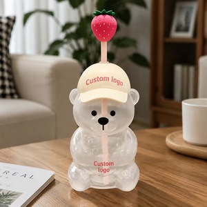 Nuovo Arrivo 2026 <span class=keywords><strong>Tazza</strong></span> da Caffè Orsetto Rosa Fragola 20OZ, Bicchieri Freddi in Vetro Orsetto con Coperchi e Cannucce, Ideale per Regalo - Product Image 3