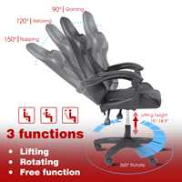 Chaise de gaming Silla en cuir PU avec massage, chaise de course réglable avec cadre en acier inoxydable pour la maison, le bureau et l'utilisation informatique
